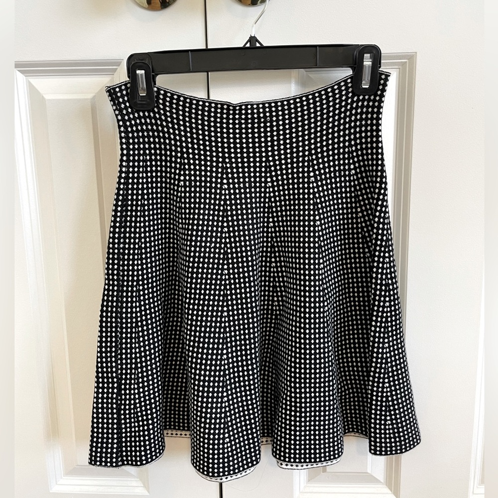 Alya Black and White A-line Mini Knit Skirt